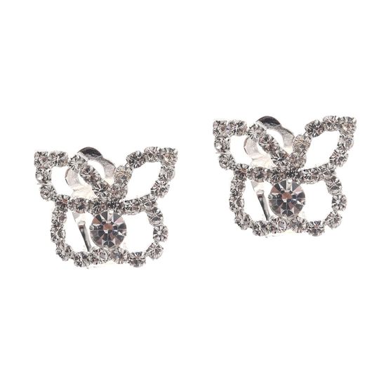 Butterfly Crystal Pave Bridal Clip on Earrings