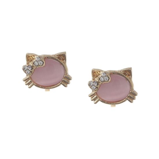 Pink Simulated Cat Eye Kitty Shape with Bow Clip...