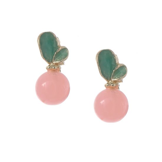 Pink Fruit Clip On Earrings