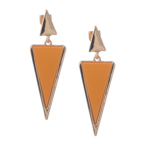 Yellow Orange Triangle Gold Tone Drop Clip On...