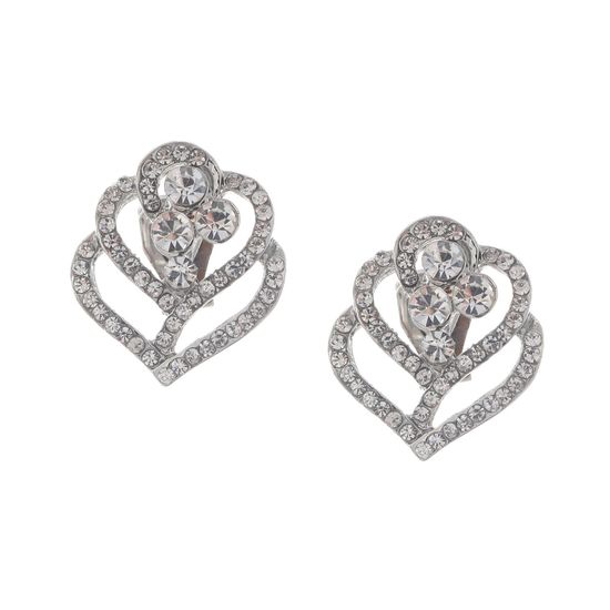 Graceful Design Crystal Silver Tone Clip On Earrings