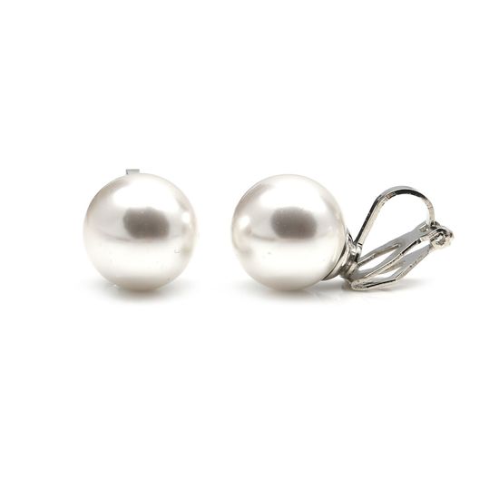 12 mm White Round Simulated Pearl Silver Tone...