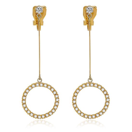 Gold Plated Diamante Crystal Circle Drop Clip...