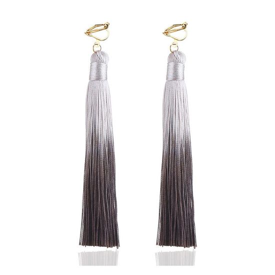 Coffee Colour Two Tone Tassel Statement Drop Clip...