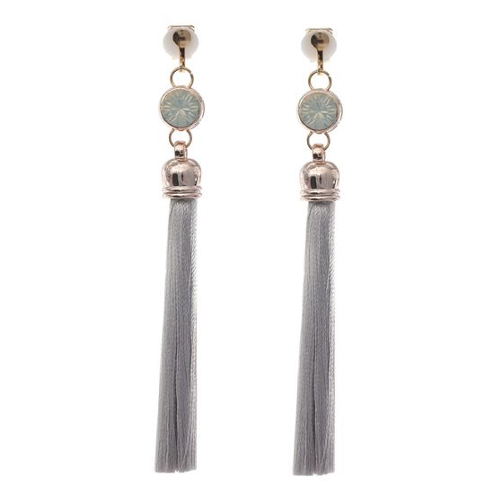 Gray Tassel with Opalesque Statement Drop Clip...