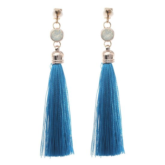 Blue Tassel with Opal-Like Statement Drop Clip...