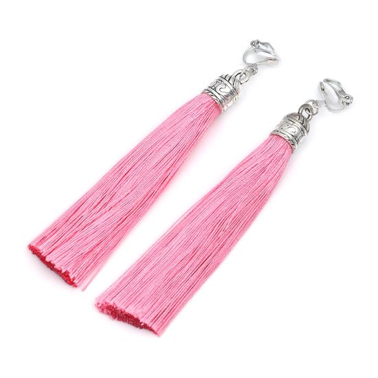 Pink Tassel with Silver Tone Vintage Cap Statement...