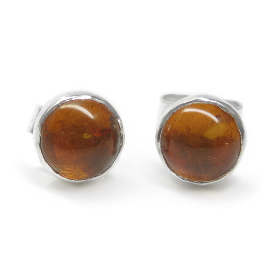 Amber Sterling Silver Earring, 6mm Stone