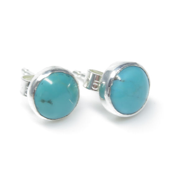 Chinese Turquoise Sterling Silver Earring, 6mm...