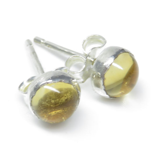 5mm Sterling Silver Earrings with Citrine Stones