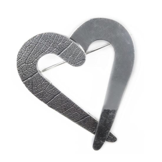 Sterling Silver Textured Heart Brooch