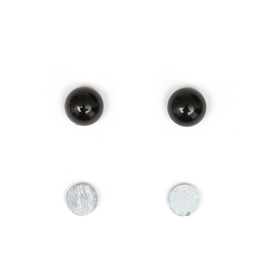 Black round hematite magnetic earrings for non pierced ears 6 mm