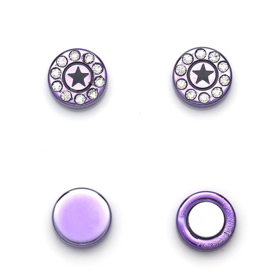 Violette runde Sterne Magnetische Ohrringe