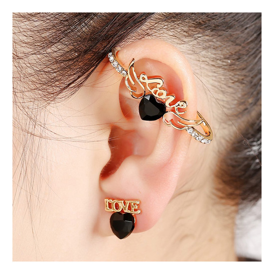 Gold-tone love angel heart crystal ear cuff wrap...