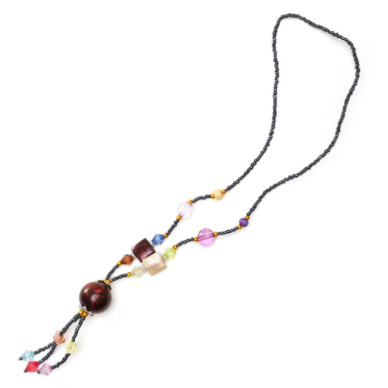 Long multicoloured beads necklace