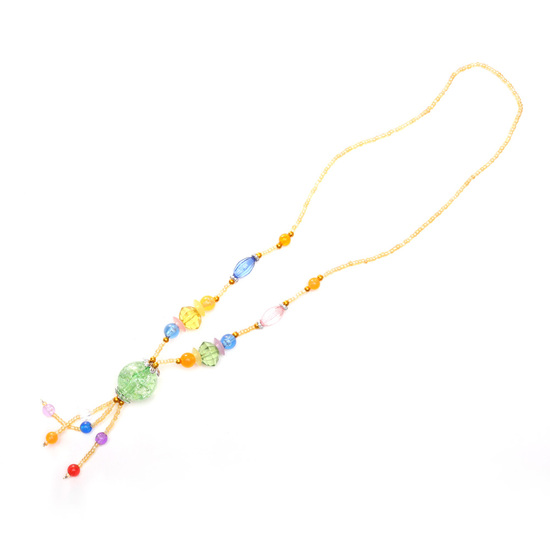 Long multicoloured necklace with glass beads