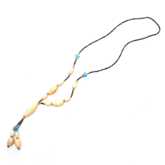 Blue stars and ivory-colour beads