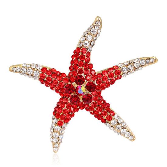 Red and White Diamante Crystal Starfish 