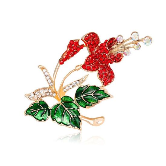 Red Crystal Hibiscus Flower Enamel 