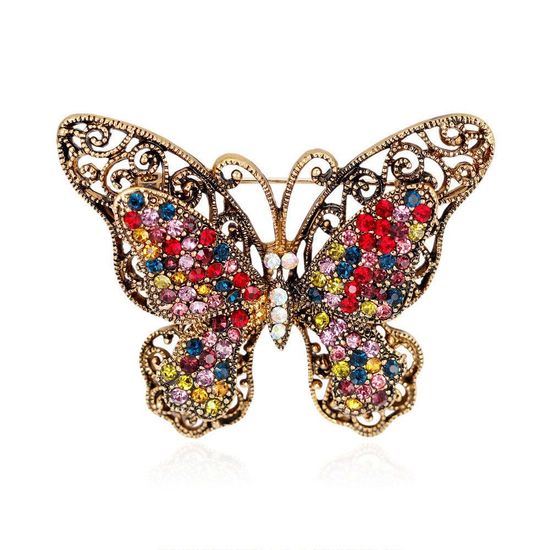 Colourful Crystal Diamante Butterfly Vintage Style