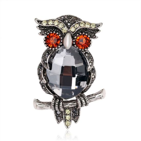 Vintage Style Faceted Crystal Owl 