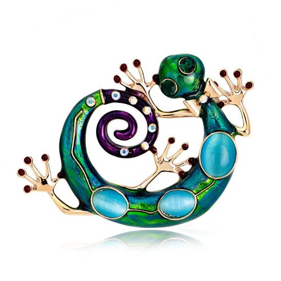 Blue and Green Enamel Crystal Salamander