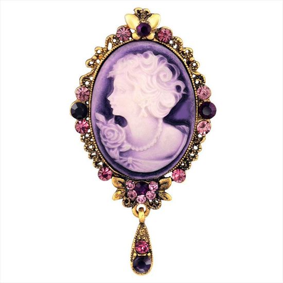 Purple Lady Cameo with Crystal Vintage Style 