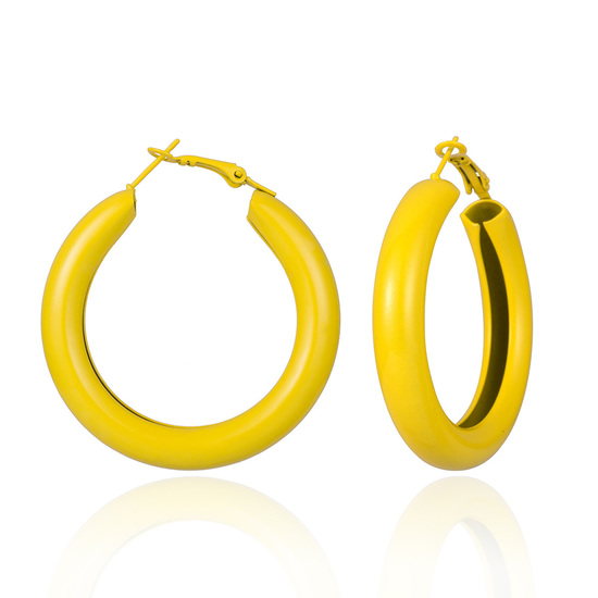 Yellow Chunky Hoop Statement Earrings