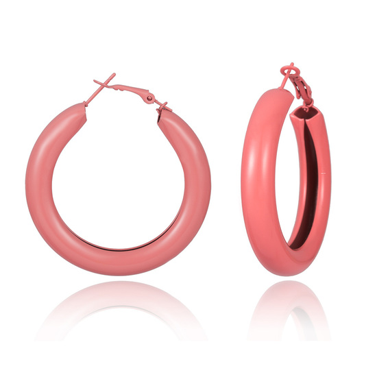 Pink Chunky Hoop Statement Earrings