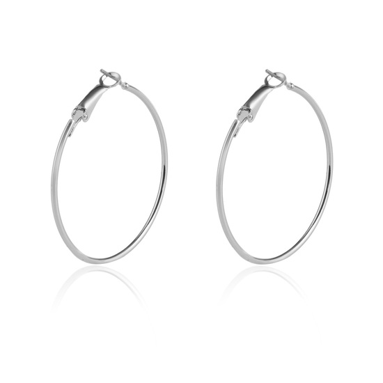 Large Silver Tone Geometric Style Circular Hoop...