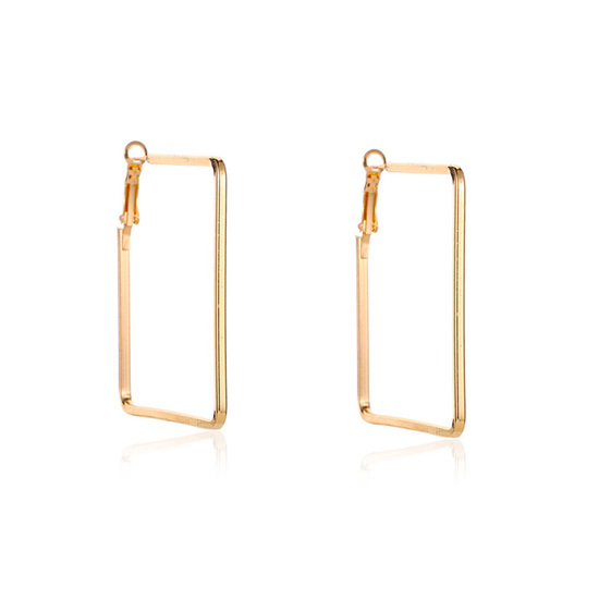 Plain Square Hoop Earrings in Gold Tone