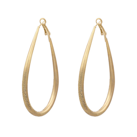 Matte Gold Tone Textured Oval Hoop Earrings