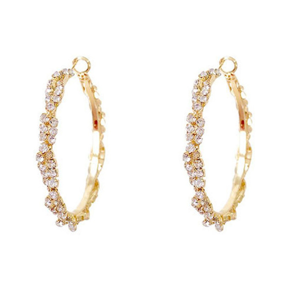 Sparkling Crystal Diamante Hoop Earrings in Gold Tone