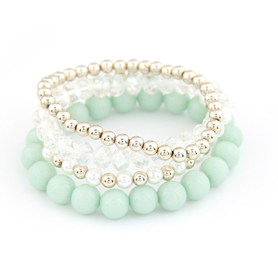 Light green sweet candy color beads easy match multi-layer bracelet