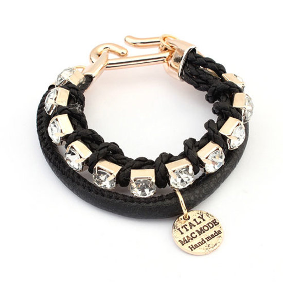 Black double strand rhinestone bracelet