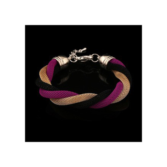 Three tone interwoven mesh design twist bracelet