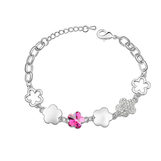 Pink Swarovski Elements Crystal flower charm gold-plated...