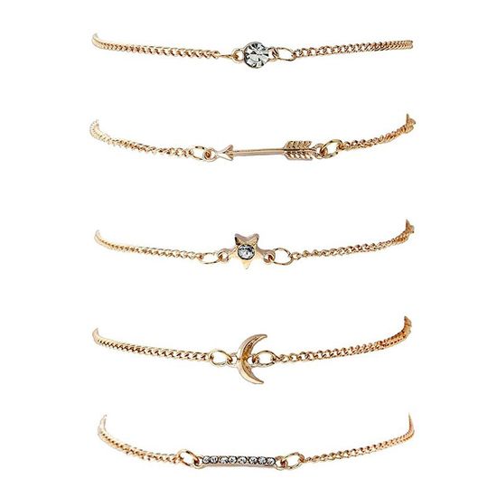 5x Gold-Tone Chain Bracelets