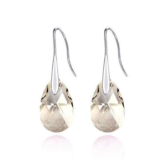Elegant gold-plated teardrop Swarobski Elements Crystal drop earrings (Silver Shade)
