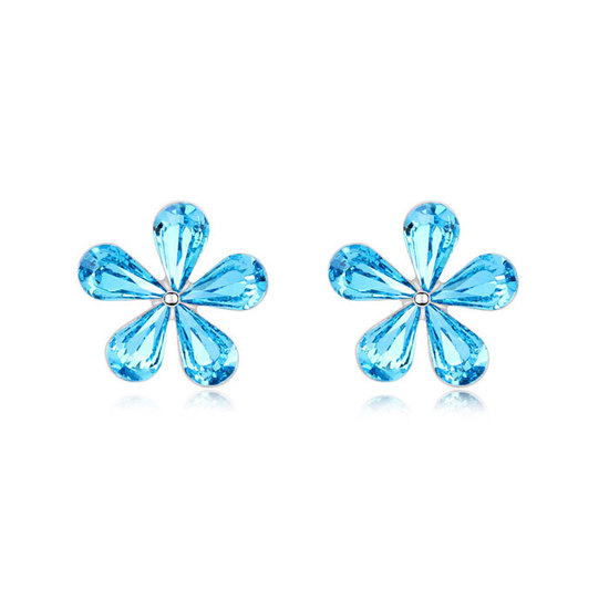 Vergoldete Blumen mit blauen Swarovski Kristallen