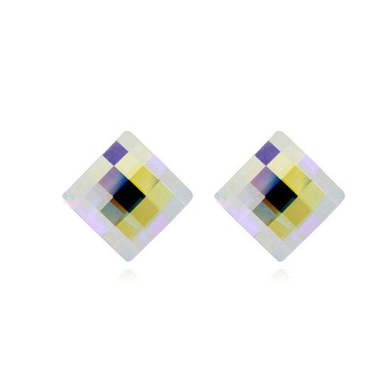 Gold-plated Swarovski Elements Crystal diamond shape stud earrings