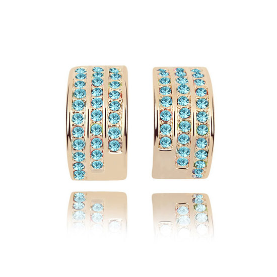 Blue Swarovski Elements Crystal gold-plated rectangle stud earrings