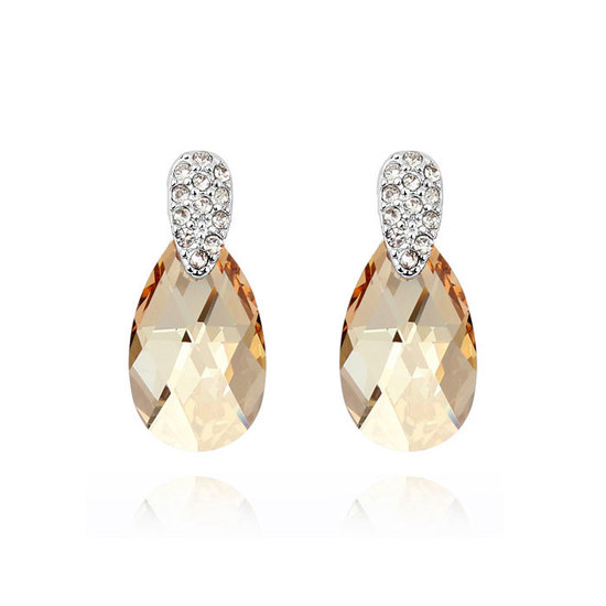Golden shadow Swarovski Elements Crystal gold-plated teardrop stud earrings