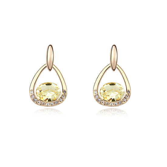 Yellow Swarovski Elements Crystal teardrop gold-plated stud earrings