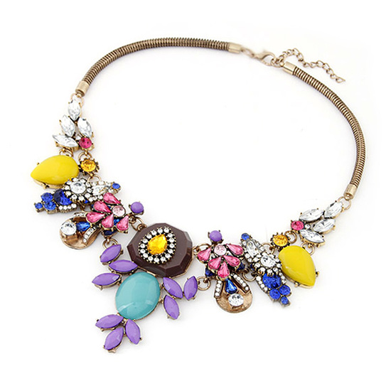 Vibrant multi-shaped faceted rhinestone statement necklace