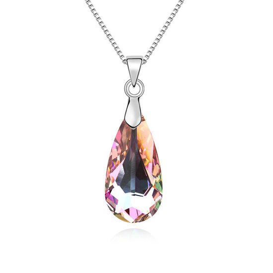 Gold-plated necklace with lilac Swarovski Elements Crystal teardrop pendant