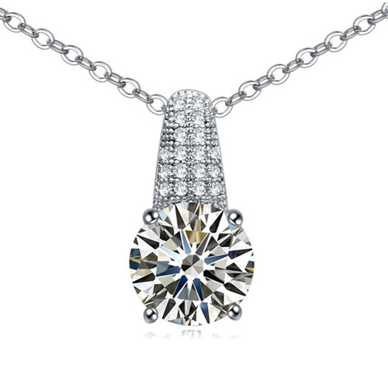 White CZ AAA Grade crystal pave gold-plated pendant necklace