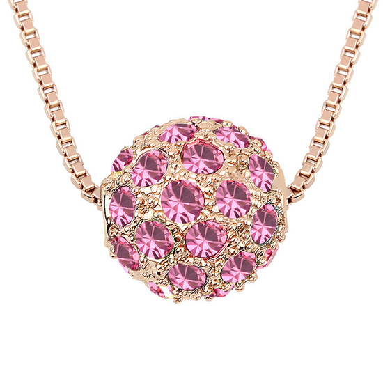 Pink Austrian Crystals Ball with rose gold-plated...
