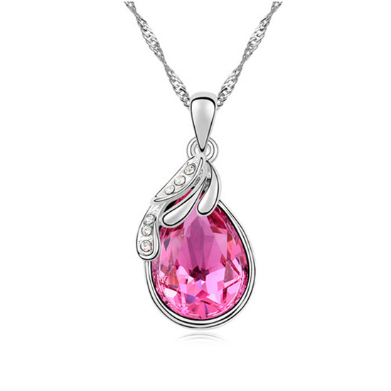 Gorgeous pink Austrian crystal teardrop with CZ...