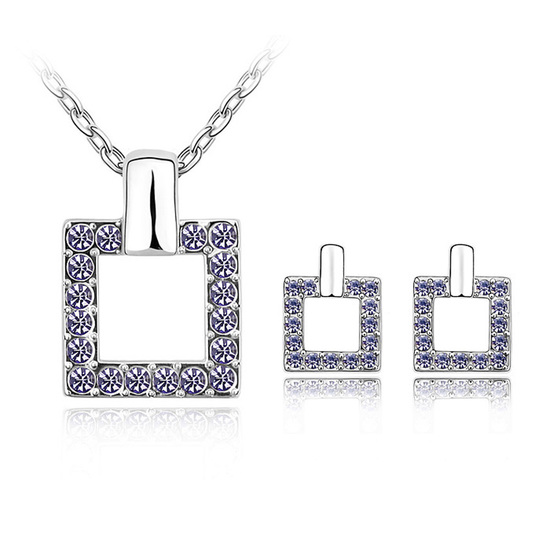 Tanzanite colour Austrian Crystal pave square...